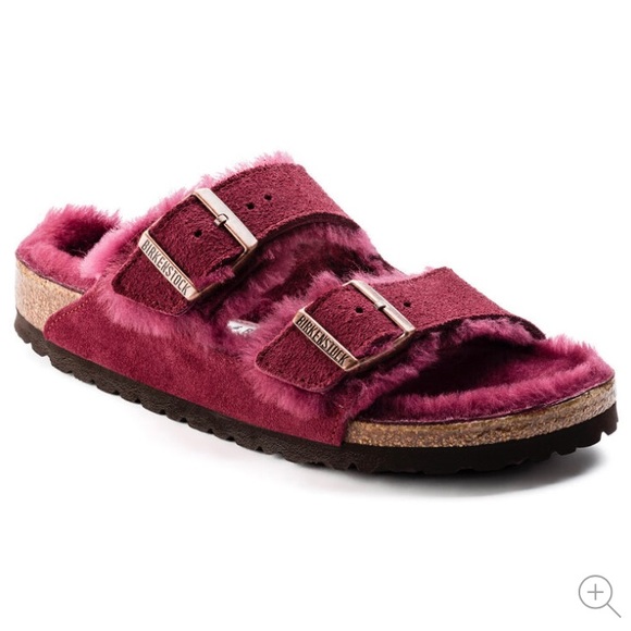 Birkenstock Arizona Shearling Sandals in Maroon - Picture 14 of 14